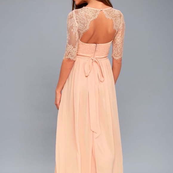 Lulu’s In a Fairytale Blush Lace Pink Maxi Dress - Picture 3 of 4